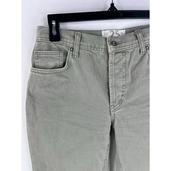 We The Free Jeans Womens 25 Green Denim Mid Rise Pockets Raw Hem Fringes - Picture 5 of 16